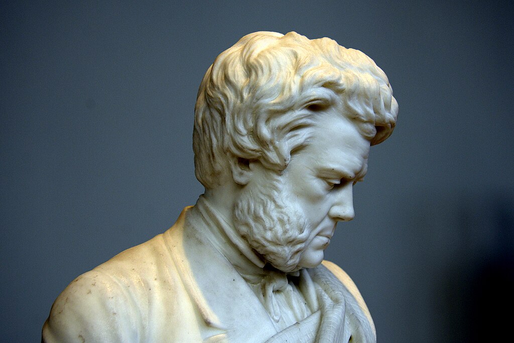 Marble statue of Hugh Miller, by Amelia Paton Hill