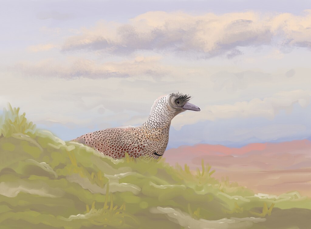 A reconstruction of Parvicursor sitting on its nest.