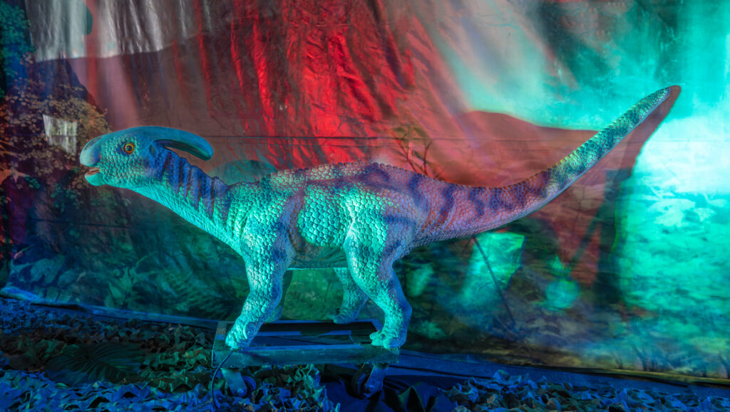Model of a Parasaurolophus dinosaur