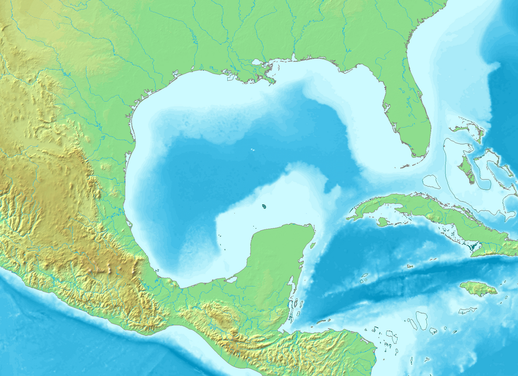Gulf of Mexico topographic location map