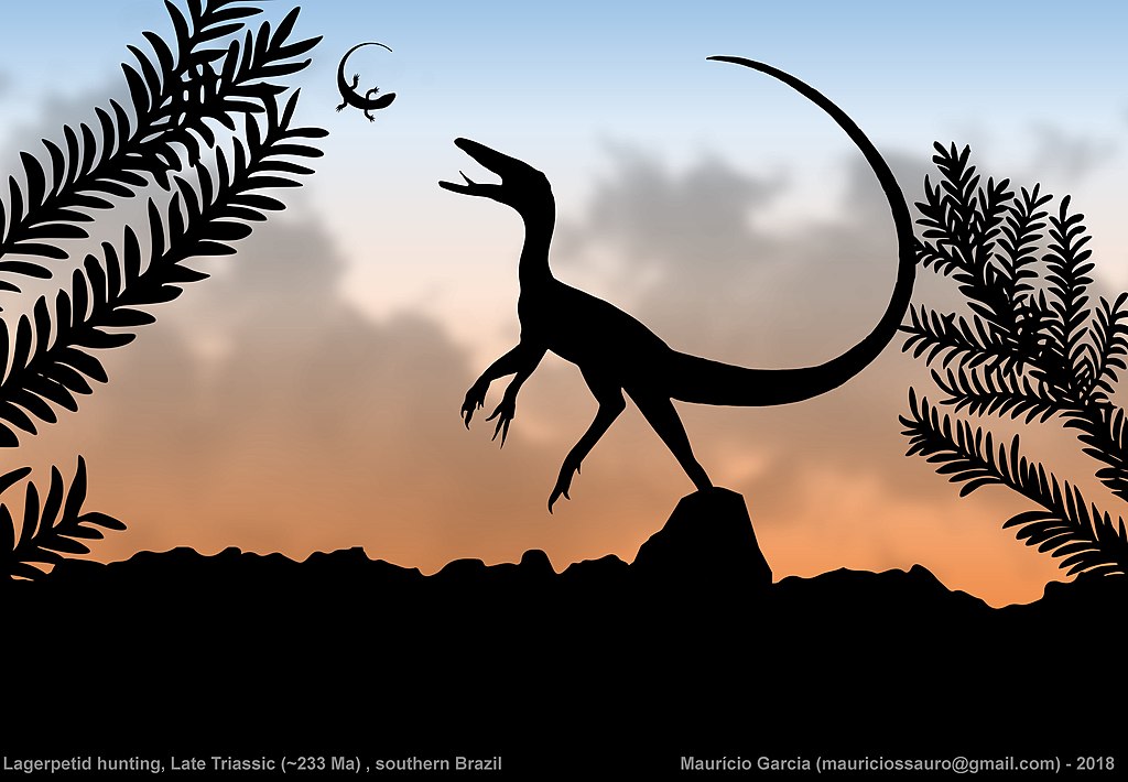Lagerpetid (Ornithodira, Dinosauromorpha) hunting.