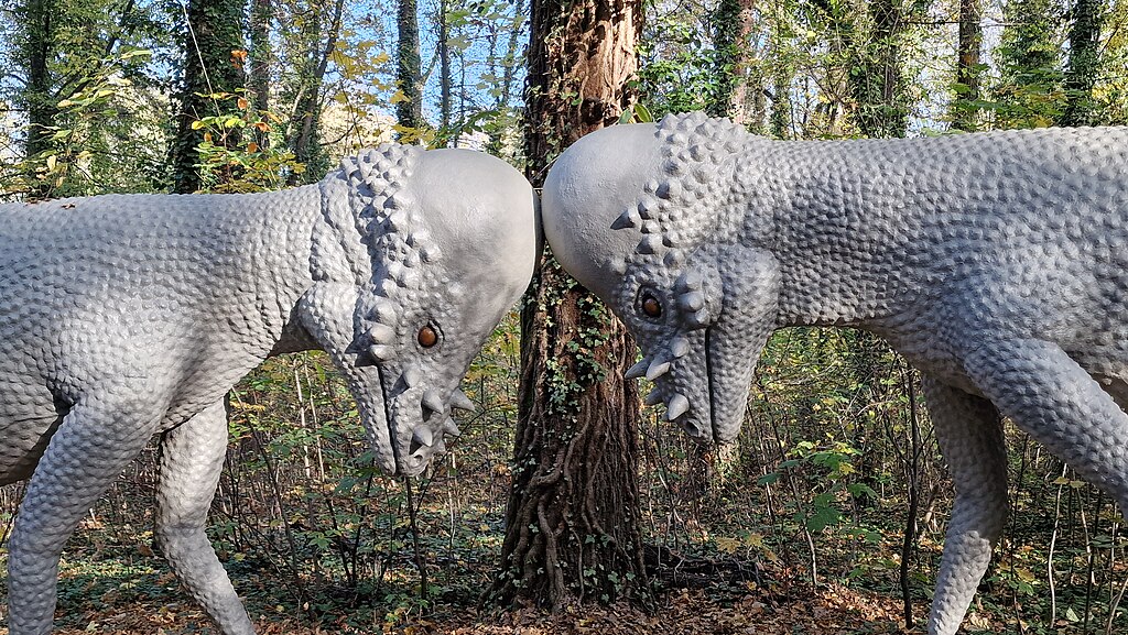 Pachycephalosaurus; replica in the dinosaur park Kleinwelka
