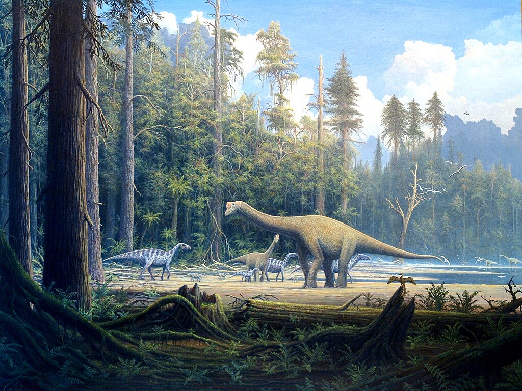 Painting of a late Jurassic Scene on one of the large island in the Lower Saxony basin in northern Germany.