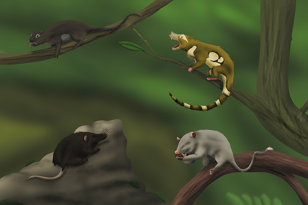 A collection of life reconstructions of north american mammals from the Campanian stage of the Late Cretaceous