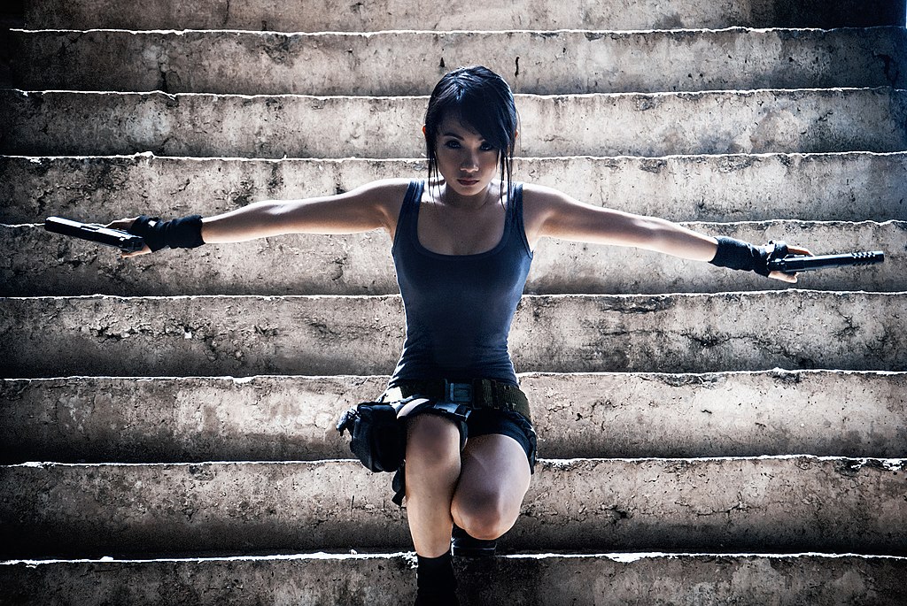 Jane Frances Chiong cosplays as Lara Croft from Tomb Raider.