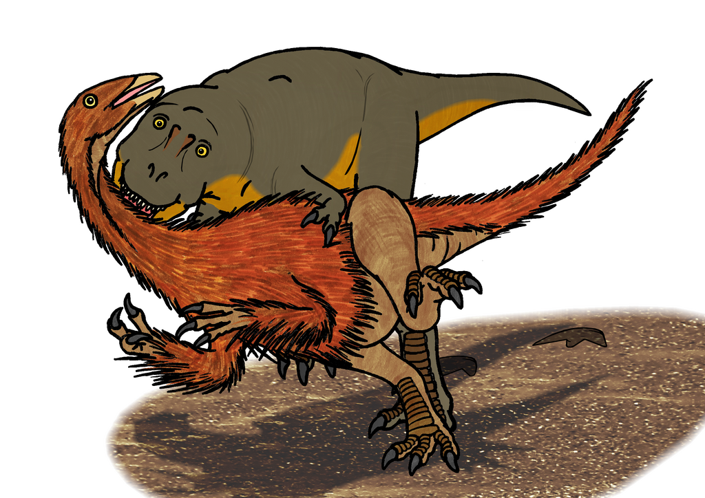 Tyrannosaurid grabbing prey