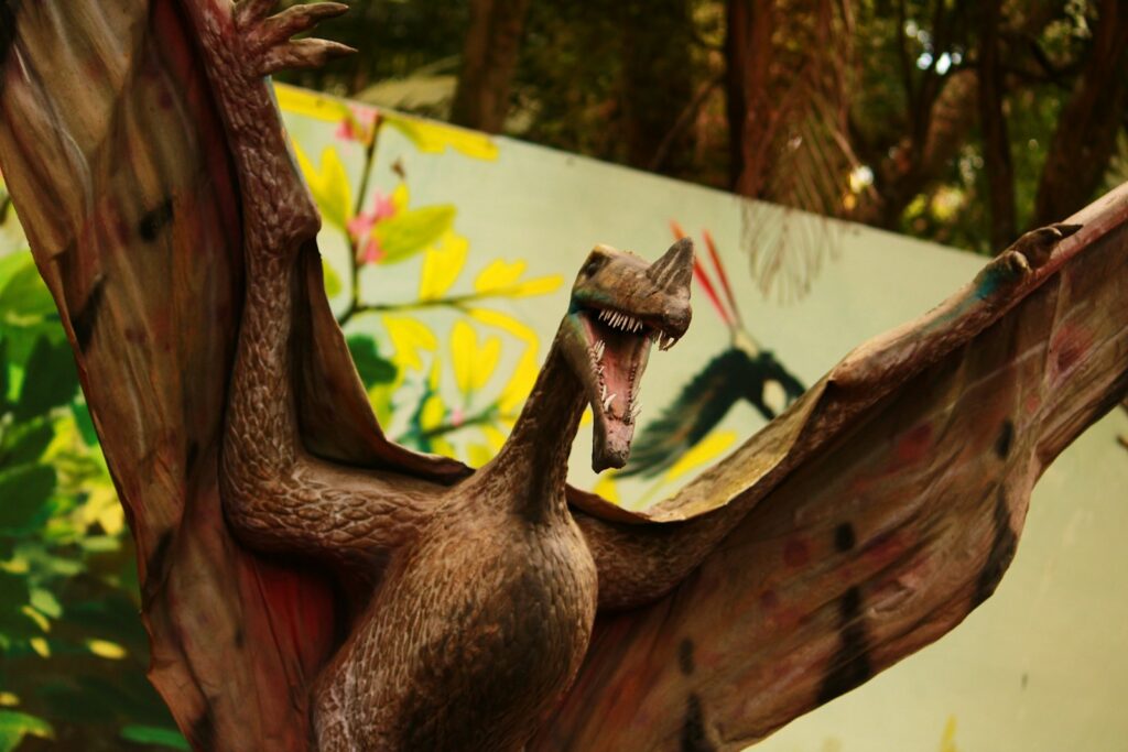 A large bird with its wings spread out