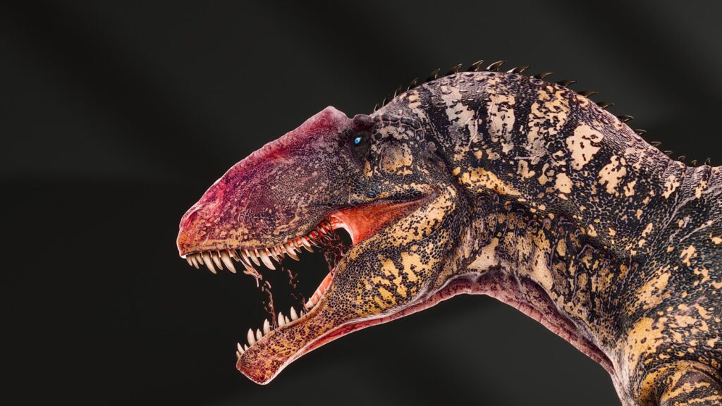 A detailed illustration of a dinosaur's head.