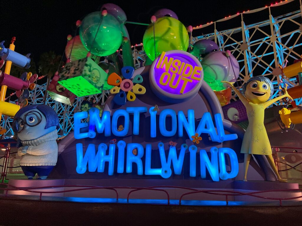 a sign that says emotional whirlwind at night