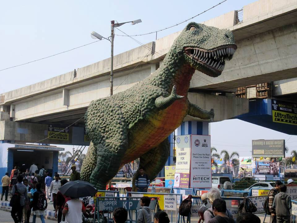a statue of Dinosaur in Kolkata (outside the Science City)