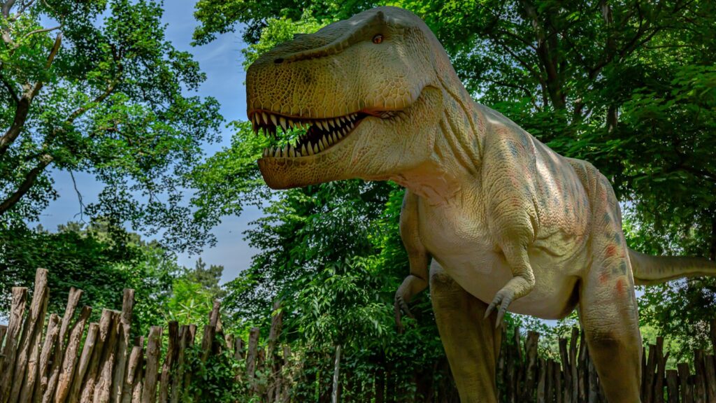 a dinosaur with its mouth open