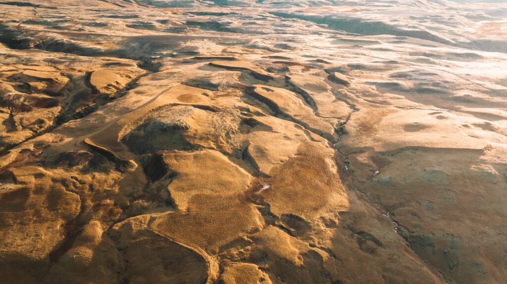 aerial view of a desert