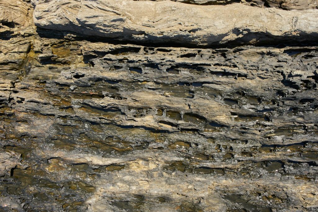 a rocky area with cracks