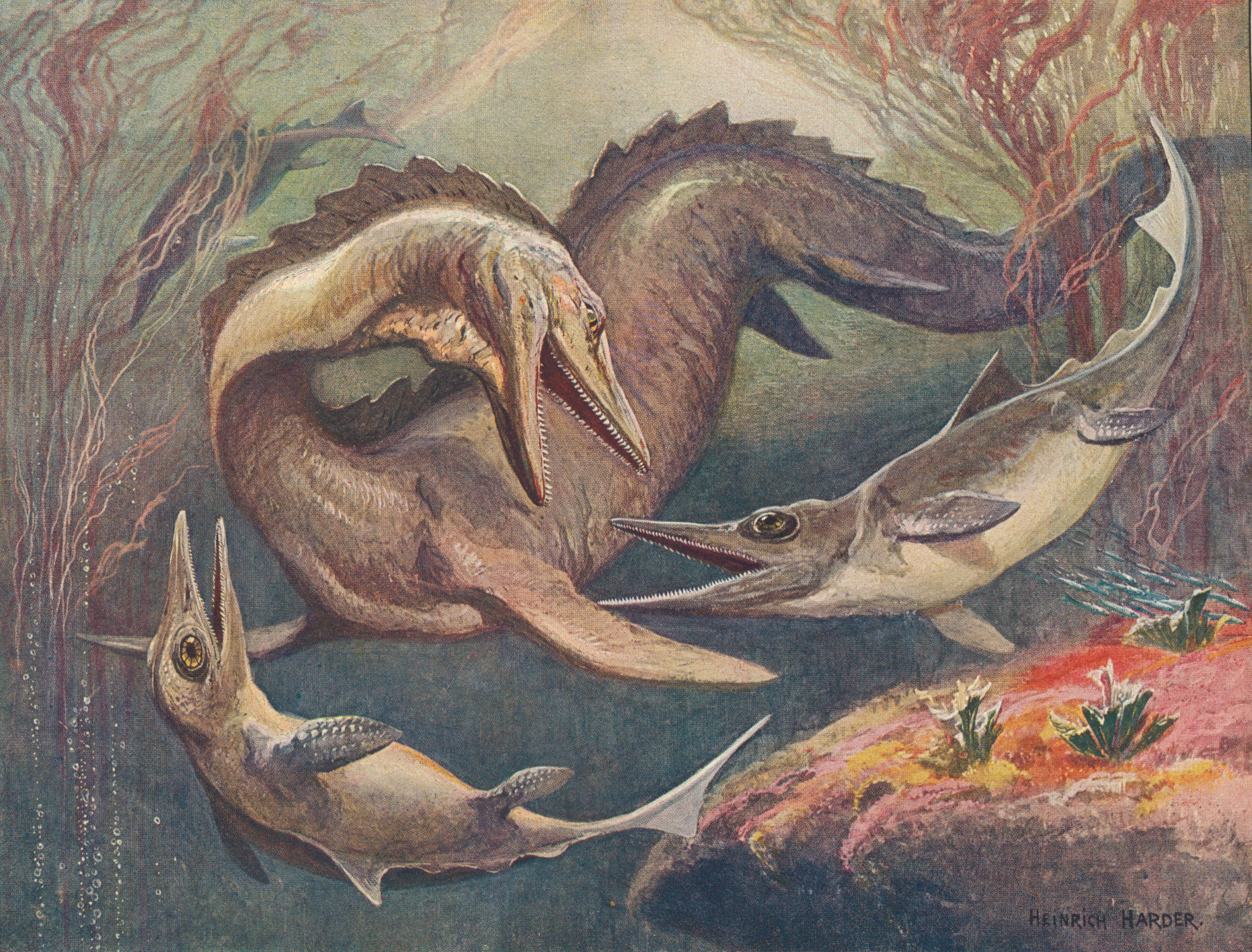 Marine Reptiles Creating Underwater Civilizations (image credits: By Heinrich Harder (1858–1935), Public domain, https://commons.wikimedia.org/w/index.php?curid=5470285)