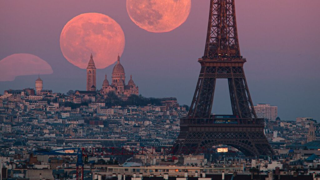 January's full Wolf Moon leaps past the Eiffel Tower in stunning photo of Paris skyline