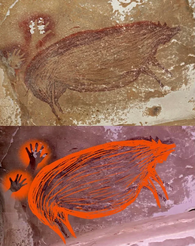 3. The Sulawesi Warty Pig Cave Painting, Indonesia