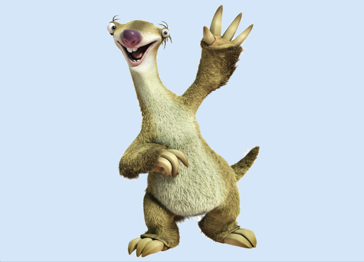 The body mismatch: Sid looks more like a cartoon gremlin than a real sloth